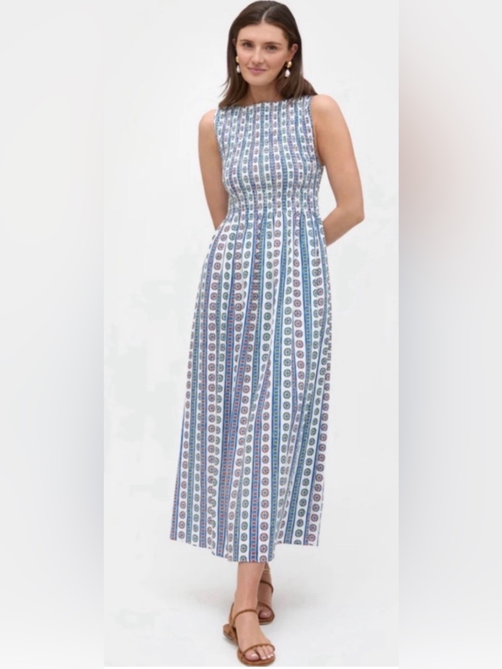 Hill House Cosima Maxi Dress in Geo Stripe - size small